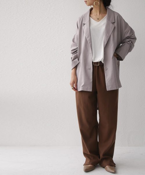 antiqua（アンティカ）の「前後差テーラード（テーラードジャケット・レディース・ブラック/グレイッシュベージュ・FREE）」の6枚目の写真