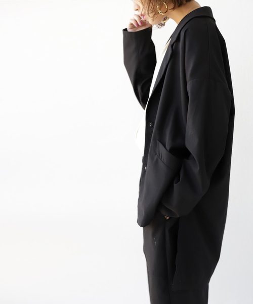 antiqua（アンティカ）の「前後差テーラード（テーラードジャケット・レディース・ブラック/グレイッシュベージュ・FREE）」の8枚目の写真