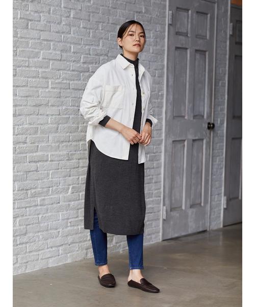 AMERICAN HOLIC（アメリカンホリック）の「ミニハイネックドロップショルダーニットワンピース　＊（ワンピース・レディース・ブラウン/ブルー/モカ/ライトベージュ/グレー系その他2・M/L）」の11枚目の写真