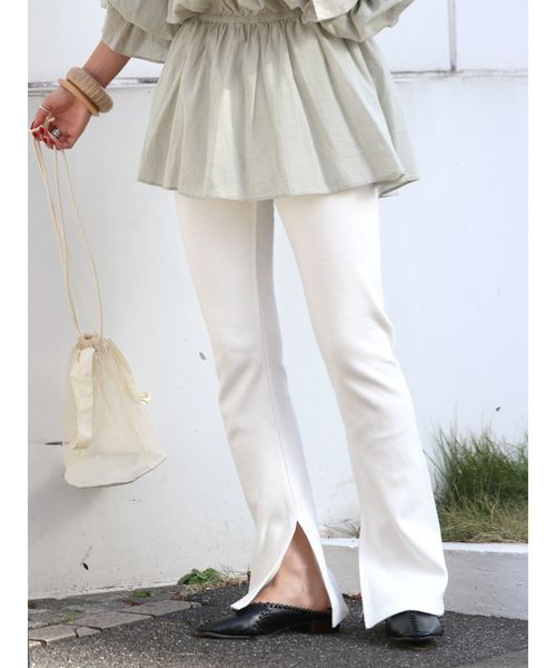 Ungrid（アングリッド）の「ハニカムスリットレギンス（レギンス/スパッツ・レディース・オフホワイト/ブラウン/ブラック・FREE）」の2枚目の写真