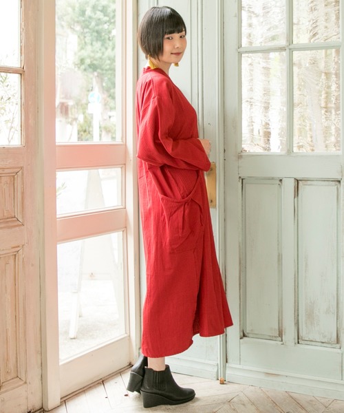 カヤ(カヤ)の「【カヤ】単衣(ひとえ)貫頭衣ワンピース(ワンピース・レディース・ブラック/レッド/ブルー・FREE)」の19枚目の写真