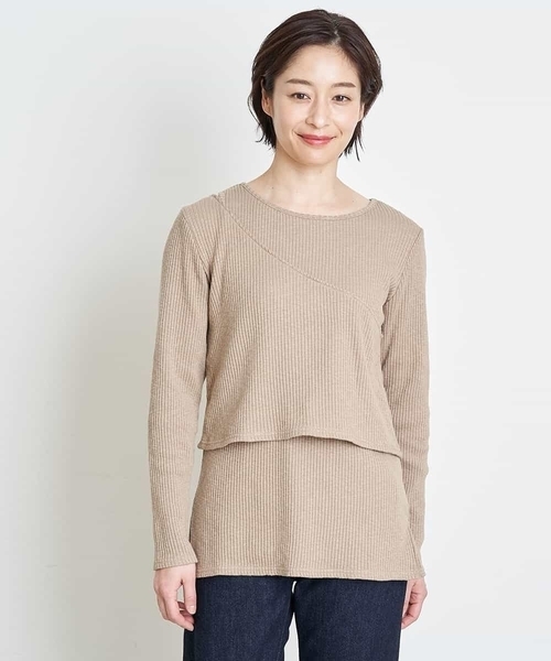a.v.v(アーヴェヴェ)の「レイヤードカットソー(Tシャツ/カットソー・レディース・ブラック/ベージュ・34/38/36/40/42)」の21枚目の写真