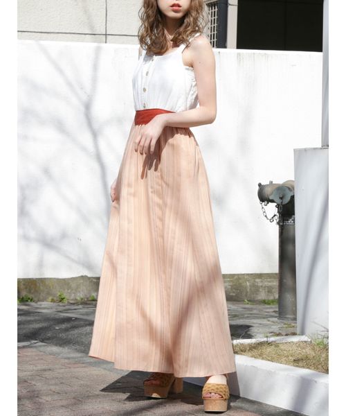 dazzlin（ダズリン）の「シャーベットストライプコンビワンピース（ワンピース・レディース・オフホワイト/グリーン/ベージュ・SMALL/MEDIUM）」の2枚目の写真