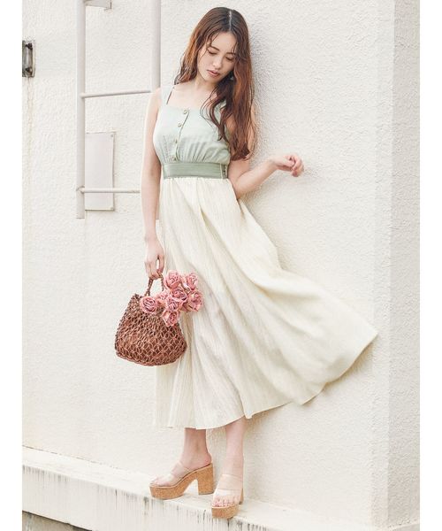dazzlin（ダズリン）の「シャーベットストライプコンビワンピース（ワンピース・レディース・オフホワイト/グリーン/ベージュ・SMALL/MEDIUM）」の3枚目の写真