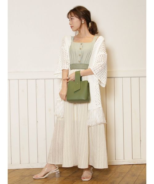 dazzlin（ダズリン）の「シャーベットストライプコンビワンピース（ワンピース・レディース・オフホワイト/グリーン/ベージュ・SMALL/MEDIUM）」の9枚目の写真