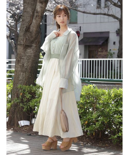 dazzlin（ダズリン）の「シャーベットストライプコンビワンピース（ワンピース・レディース・オフホワイト/グリーン/ベージュ・SMALL/MEDIUM）」の11枚目の写真