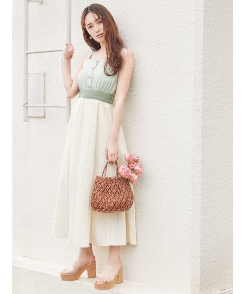 dazzlin（ダズリン）の「シャーベットストライプコンビワンピース（ワンピース・レディース・オフホワイト/グリーン/ベージュ・SMALL/MEDIUM）」の7枚目の写真