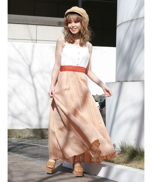 dazzlin（ダズリン）の「シャーベットストライプコンビワンピース（ワンピース・レディース・オフホワイト/グリーン/ベージュ・SMALL/MEDIUM）」の14枚目の写真