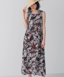 Made in INDIA◆オリエンタル柄・パネル柄・リゾート柄ノースリーブリゾートマキシワンピース