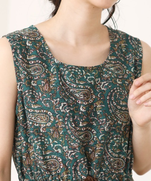 Bou Jeloud（ブージュルード）の「Made in INDIA◆オリエンタル柄・パネル柄・リゾート柄ノースリーブリゾートマキシワンピース（ワンピース・レディース・イエロー/グリーン/ブラウン・38）」の6枚目の写真