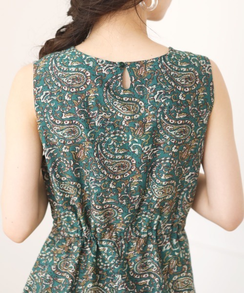 Bou Jeloud（ブージュルード）の「Made in INDIA◆オリエンタル柄・パネル柄・リゾート柄ノースリーブリゾートマキシワンピース（ワンピース・レディース・イエロー/グリーン/ブラウン・38）」の8枚目の写真