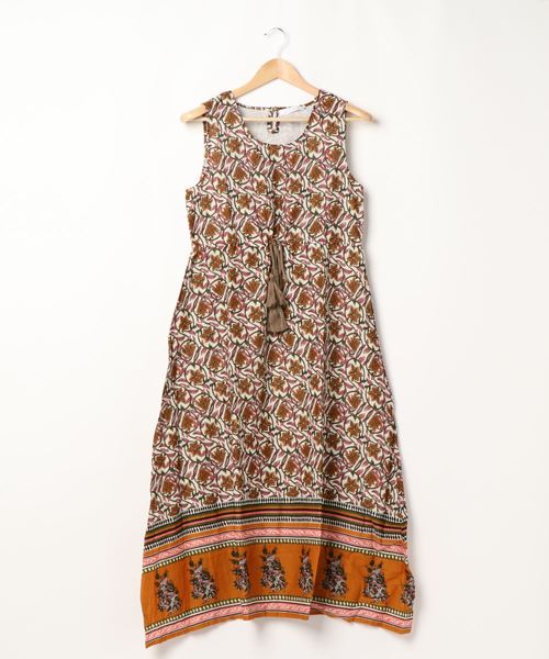 Bou Jeloud（ブージュルード）の「Made in INDIA◆オリエンタル柄・パネル柄・リゾート柄ノースリーブリゾートマキシワンピース（ワンピース・レディース・イエロー/グリーン/ブラウン・38）」の12枚目の写真