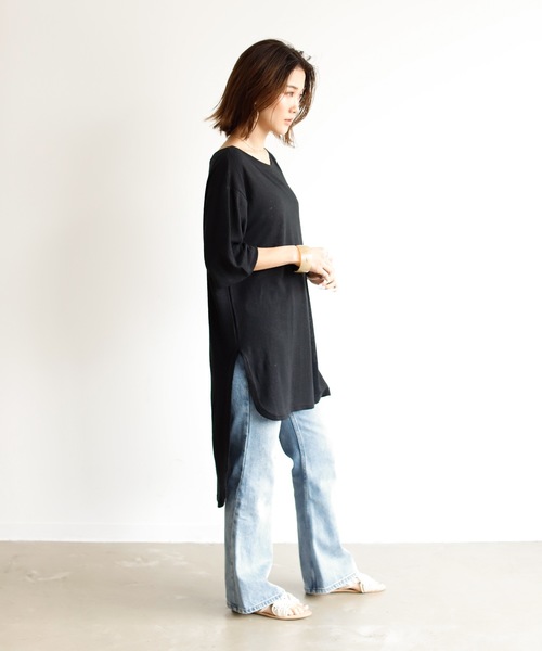 Auntie Rosa Holiday(アンティローザホリデー)の「リネンブレンドバックロングテールチュニック(チュニック・レディース・ブラック/カーキ/ナチュラル/バーガンディー・FREE)」の8枚目の写真