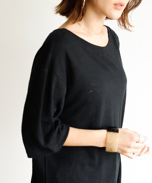 Auntie Rosa Holiday(アンティローザホリデー)の「リネンブレンドバックロングテールチュニック(チュニック・レディース・ブラック/カーキ/ナチュラル/バーガンディー・FREE)」の9枚目の写真