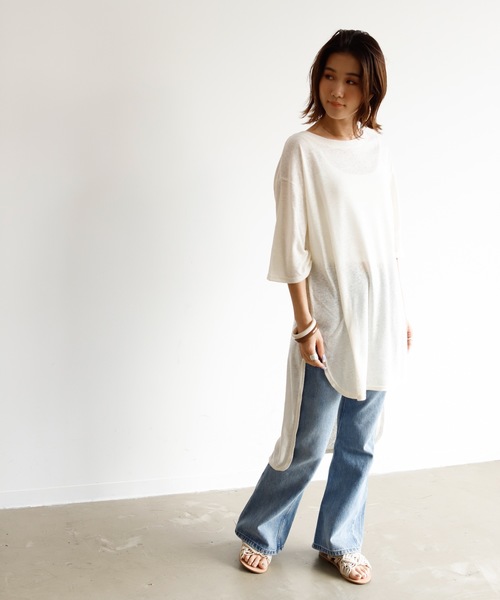 Auntie Rosa Holiday(アンティローザホリデー)の「リネンブレンドバックロングテールチュニック(チュニック・レディース・ブラック/カーキ/ナチュラル/バーガンディー・FREE)」の11枚目の写真