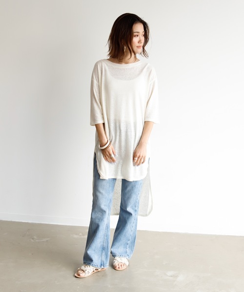 Auntie Rosa Holiday(アンティローザホリデー)の「リネンブレンドバックロングテールチュニック(チュニック・レディース・ブラック/カーキ/ナチュラル/バーガンディー・FREE)」の10枚目の写真