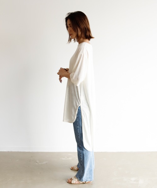 Auntie Rosa Holiday(アンティローザホリデー)の「リネンブレンドバックロングテールチュニック(チュニック・レディース・ブラック/カーキ/ナチュラル/バーガンディー・FREE)」の12枚目の写真