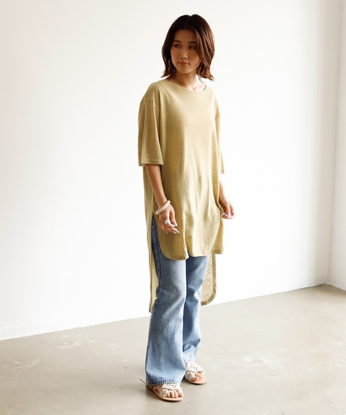 Auntie Rosa Holiday(アンティローザホリデー)の「リネンブレンドバックロングテールチュニック(チュニック・レディース・ブラック/カーキ/ナチュラル/バーガンディー・FREE)」の16枚目の写真
