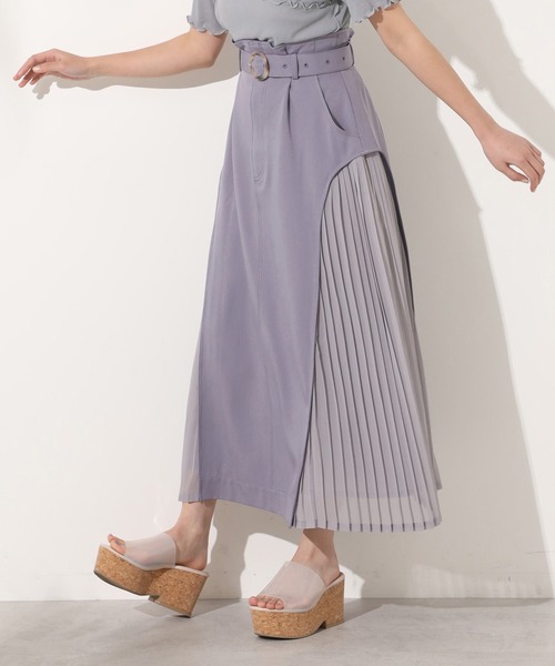 one after another NICE CLAUP（ワンアフターアナザーナイスクラップ）の「サイドプリーツスカート（スカート・レディース・パープル/ブルー系その他/ベージュ・FREE）」の3枚目の写真