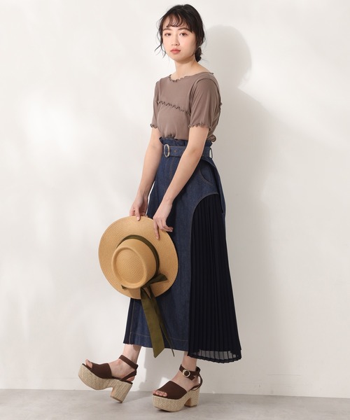 one after another NICE CLAUP（ワンアフターアナザーナイスクラップ）の「サイドプリーツスカート（スカート・レディース・パープル/ブルー系その他/ベージュ・FREE）」の10枚目の写真