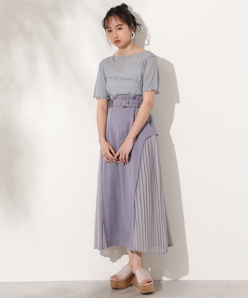 one after another NICE CLAUP（ワンアフターアナザーナイスクラップ）の「サイドプリーツスカート（スカート・レディース・パープル/ブルー系その他/ベージュ・FREE）」の14枚目の写真