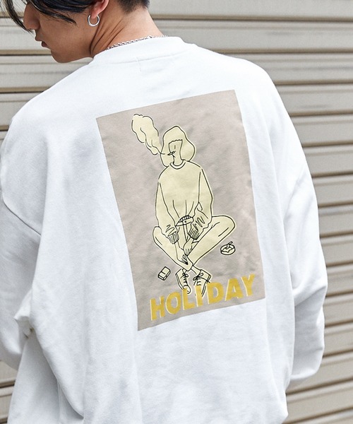 MONO-MART（モノマート）の「オーバーサイズ イラストプリント 裏毛プルオーバースウェット（スウェット・メンズ・ホワイト系その他/ブラック系その他/ベージュ系その他/グレー系その他/ブルー系その他/ホワイト系その他2/ホワイト系その他3/ホワイト系その他4/ブラック系その他2/ブラック系その他3/ブラック系その他4/ベージュ系その他2/ベージュ系その他3/ベージュ系その他4/グレー系その他2/グレー系その他3/グレー系その他4/ブルー系その他2/ブルー系その他3/ブルー系その他4・S/M/L）」の2枚目の写真