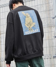 MONO-MART | オーバーサイズ イラストプリント 裏毛プルオーバースウェット(スウェット)