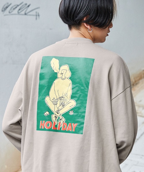 MONO-MART（モノマート）の「オーバーサイズ イラストプリント 裏毛プルオーバースウェット（スウェット・メンズ・ホワイト系その他/ブラック系その他/ベージュ系その他/グレー系その他/ブルー系その他/ホワイト系その他2/ホワイト系その他3/ホワイト系その他4/ブラック系その他2/ブラック系その他3/ブラック系その他4/ベージュ系その他2/ベージュ系その他3/ベージュ系その他4/グレー系その他2/グレー系その他3/グレー系その他4/ブルー系その他2/ブルー系その他3/ブルー系その他4・S/M/L）」の13枚目の写真