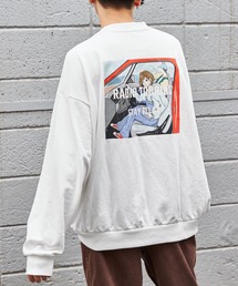 オーバーサイズ イラストプリント 裏毛プルオーバースウェット