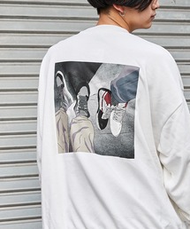 オーバーサイズ イラストプリント 裏毛プルオーバースウェット
