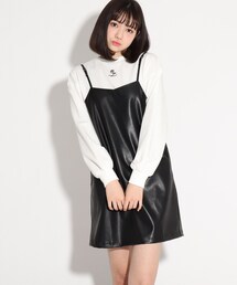 PINK-latte（ピンクラテ）の「◆★ニコラ掲載★キャミワンピ+トップス セット（ルームワンピース・キッズ）」