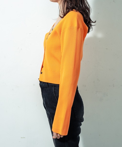 mystic（ミスティック）の「［WEB限定 再入荷！］Vリブショートカーディガン（カーディガン/ボレロ・レディース・ブラック/イエロー/オレンジ/オフホワイト/グリーン・FREE）」の14枚目の写真