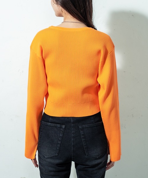 mystic（ミスティック）の「［WEB限定 再入荷！］Vリブショートカーディガン（カーディガン/ボレロ・レディース・ブラック/イエロー/オレンジ/オフホワイト/グリーン・FREE）」の15枚目の写真