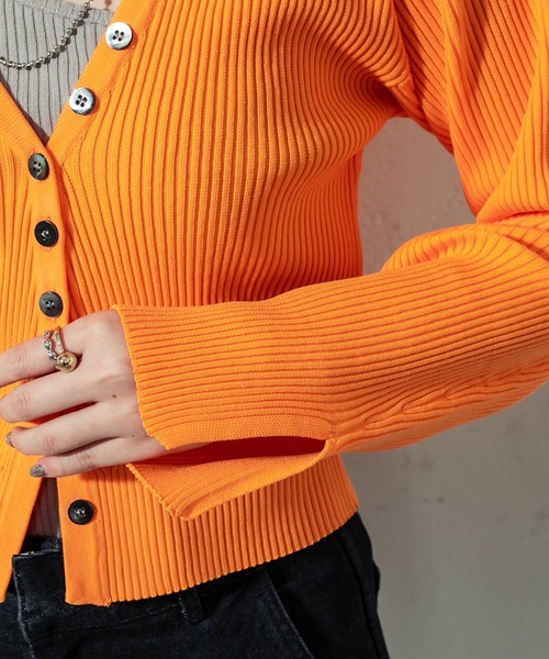 mystic（ミスティック）の「［WEB限定 再入荷！］Vリブショートカーディガン（カーディガン/ボレロ・レディース・ブラック/イエロー/オレンジ/オフホワイト/グリーン・FREE）」の18枚目の写真