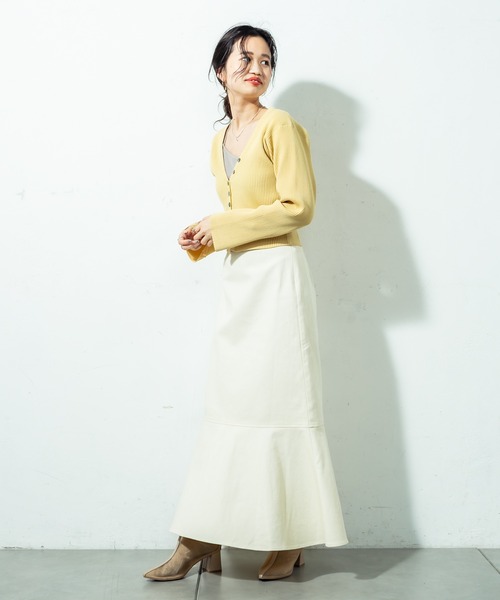 mystic（ミスティック）の「［WEB限定 再入荷！］Vリブショートカーディガン（カーディガン/ボレロ・レディース・ブラック/イエロー/オレンジ/オフホワイト/グリーン・FREE）」の7枚目の写真