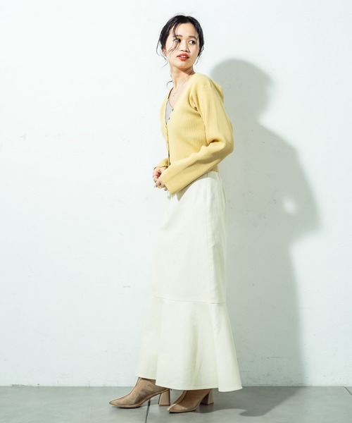 mystic（ミスティック）の「［WEB限定 再入荷！］Vリブショートカーディガン（カーディガン/ボレロ・レディース・ブラック/イエロー/オレンジ/オフホワイト/グリーン・FREE）」の8枚目の写真