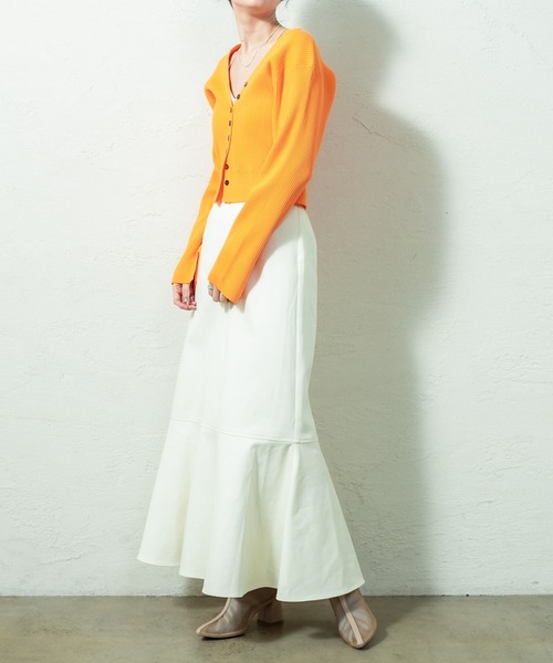 mystic（ミスティック）の「［WEB限定 再入荷！］Vリブショートカーディガン（カーディガン/ボレロ・レディース・ブラック/イエロー/オレンジ/オフホワイト/グリーン・FREE）」の20枚目の写真