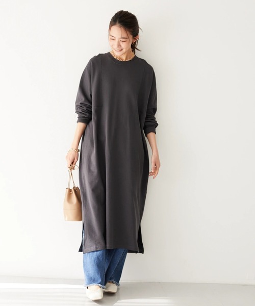 CRAFT STANDARD BOUTIQUE(クラフトスタンダードブティック)の「アーム切り替えBIGシルエットカットワンピース *◇(ワンピース)」|チャコールグレー