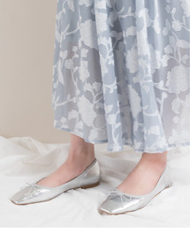 RANDA | ソフト リボンスクエアトゥフラットパンプス(パンプス)