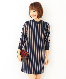 Ray BEAMS | 【予約】▽Ray BEAMS / レジメンストライプ クルーネックワンピース(ワンピース)