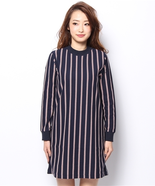Ray BEAMS（レイビームス）の「Ray BEAMS / レジメンストライプ クルーネックワンピース（ワンピース・レディース・ダークブラウン/ネイビー・ONE SIZE）」の3枚目の写真