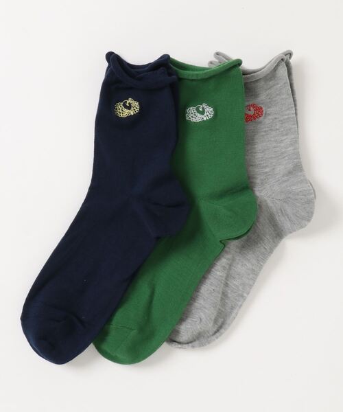 FRUIT OF THE LOOM（フルーツオブザルーム）の「クオーター丈トップロール刺繍ソックス / ３足セット / リーズナブル / カジュアル（ソックス/靴下・レディース・A/B・23cm～25cm）」の2枚目の写真