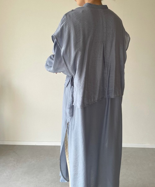 y/m by misato（イムバイミサト）の「レイヤードシアーシャツワンピース（シャツワンピース・レディース・ブルー/オフホワイト/ベージュ・FREE）」の6枚目の写真