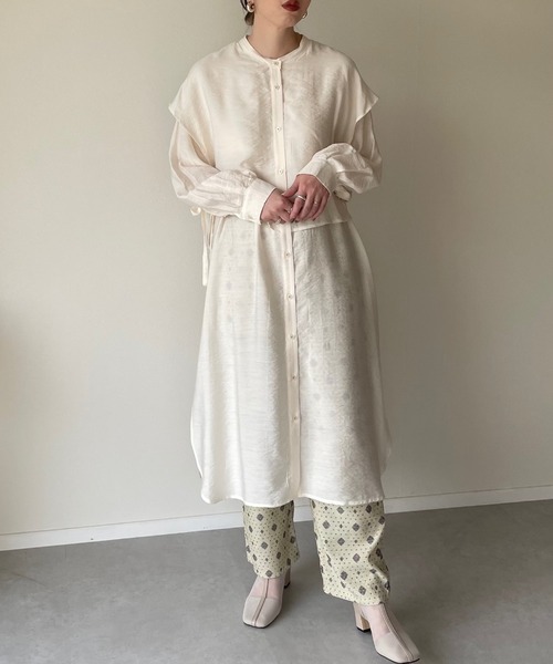 y/m by misato（イムバイミサト）の「レイヤードシアーシャツワンピース（シャツワンピース・レディース・ブルー/オフホワイト/ベージュ・FREE）」の19枚目の写真