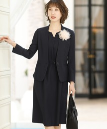 PourVous（プールヴー）の「洗える♪ノーカラージャケット＆膝丈ワンピース2点セットアップスーツ スカート セレモニースーツ/ 入学式（入園式）卒業式（卒園式）フォーマルスーツ 七五三 ママ 母親 40代 30代 母 服（スーツセット・レディース）」