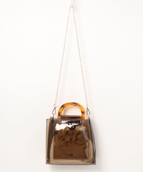 Honeys(ハニーズ)の「巾着付クリアBag(ハンドバッグ・レディース・ホワイト/ブラック/ブラウン・FREE)」の6枚目の写真