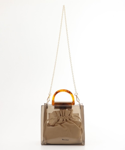 Honeys(ハニーズ)の「巾着付クリアBag(ハンドバッグ・レディース・ホワイト/ブラック/ブラウン・FREE)」の10枚目の写真