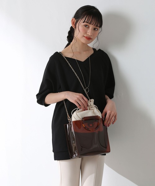 Honeys(ハニーズ)の「巾着付クリアBag(ハンドバッグ・レディース・ホワイト/ブラック/ブラウン・FREE)」の15枚目の写真