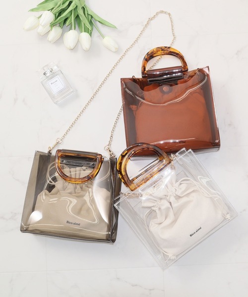 Honeys(ハニーズ)の「巾着付クリアBag(ハンドバッグ・レディース・ホワイト/ブラック/ブラウン・FREE)」の9枚目の写真