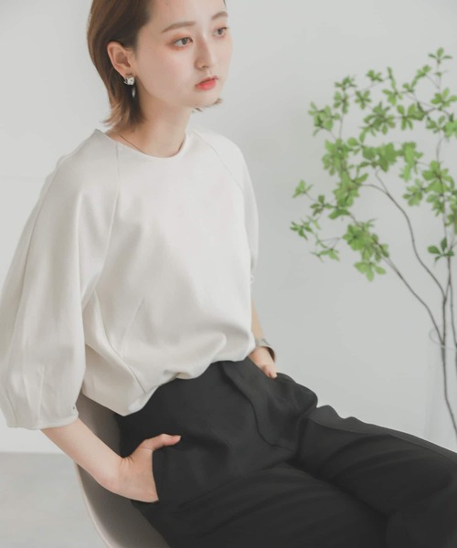 SENSE OF PLACE by URBAN RESEARCH（センスオブプレイスバイアーバンリサーチ）の「コクーンスリーブトップ（Tシャツ/カットソー・レディース・ブラック/パープル/ライトベージュ・ONE）」の2枚目の写真